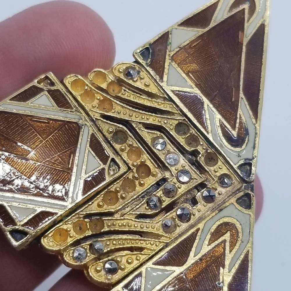 vintage Sandor Co gold tone and enamel belt buckle